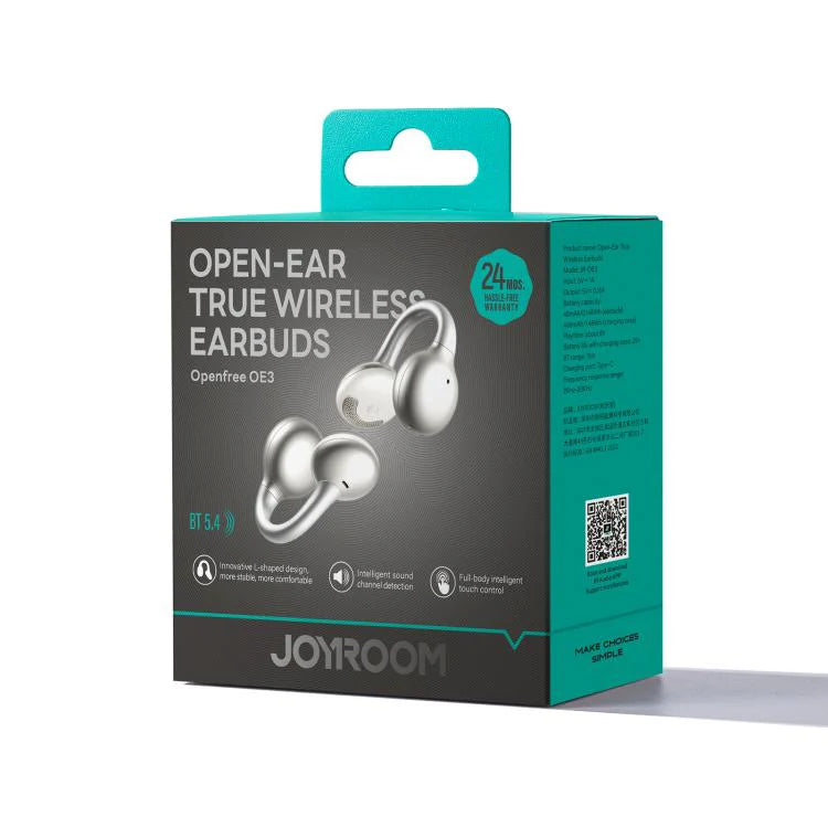 Audífonos Joyroom Jr-oe3 - Diseño Abierto Openfree Oe3 Icy Silver White